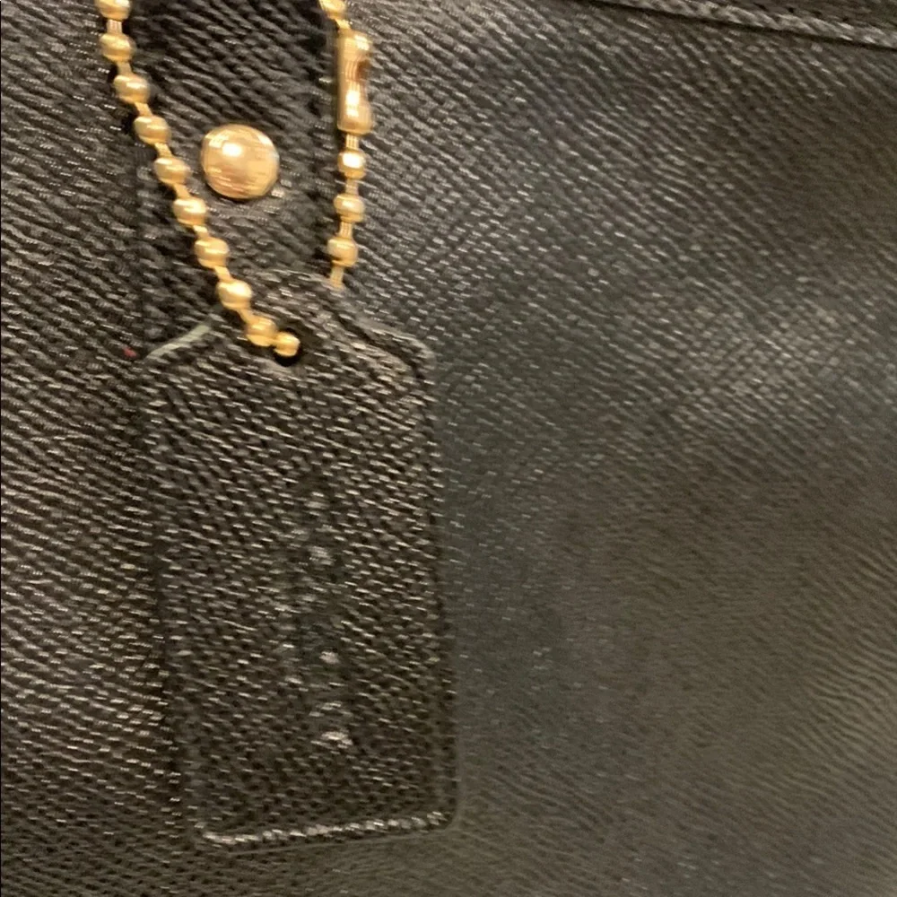 Extra Large Coach Black Leather Tote Bag gold accents EUC - Picture 4 of 14